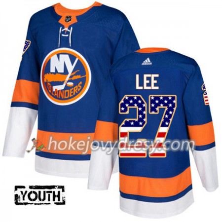 Dětské Hokejový Dres New York Islanders Anders Lee 27 2017-2018 USA Flag Fashion Modrá Adidas Authentic